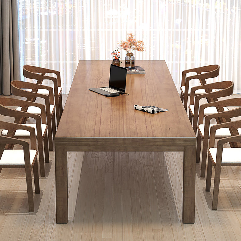 Rectangular Shaped Office Conference Table Wood Writing Desks in Brown