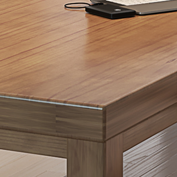 Rectangular Shaped Office Conference Table Wood Writing Desks in Brown