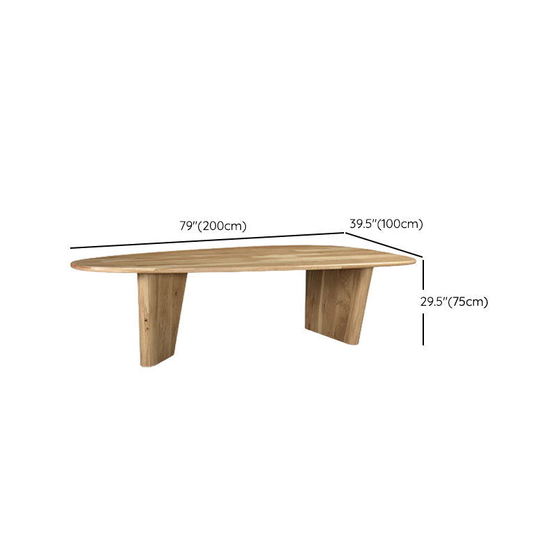 Irregular Shaped Office Conference Table Wood Writing Desk in Natural