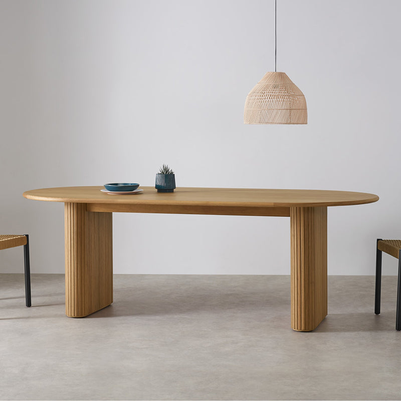 Oval Shaped Office Conference Table Wood Writing Desks in Natural