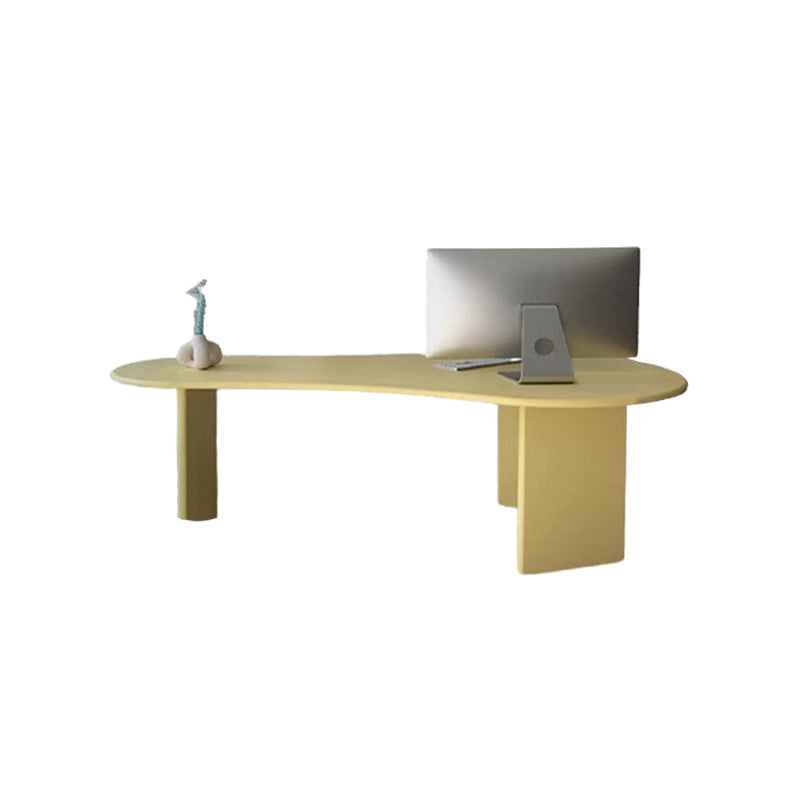 Irregular Shaped Office Conference Table Wood Writing Desk in Yellow