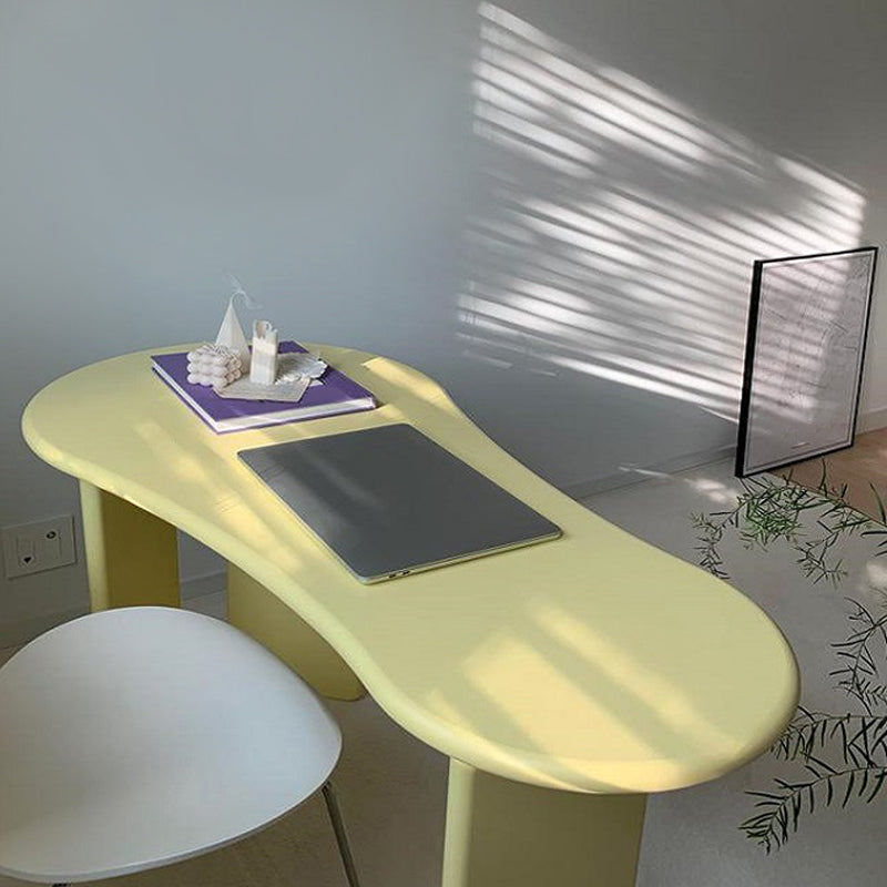 Irregular Shaped Office Conference Table Wood Writing Desk in Yellow