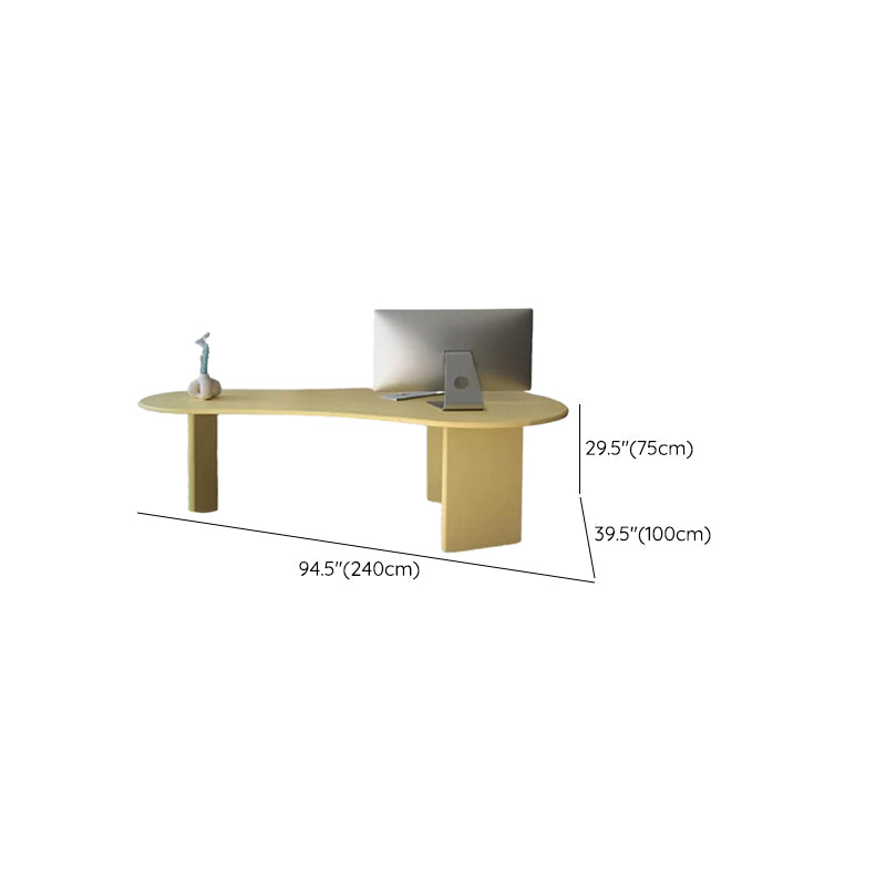 Irregular Shaped Office Conference Table Wood Writing Desk in Yellow