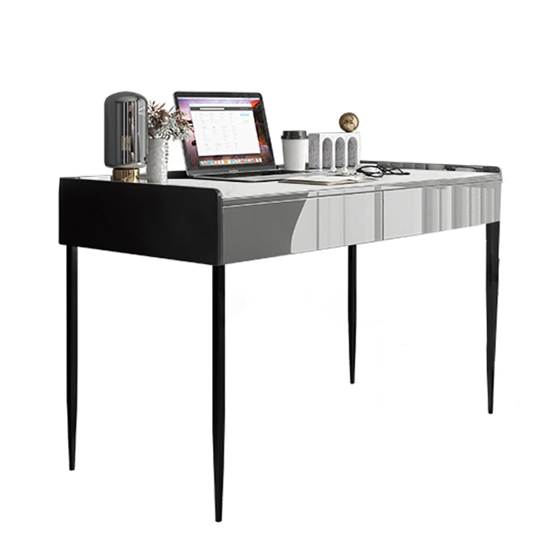 2 Drawers Writing Desk Rectangular Shaped Office Desk in Grey