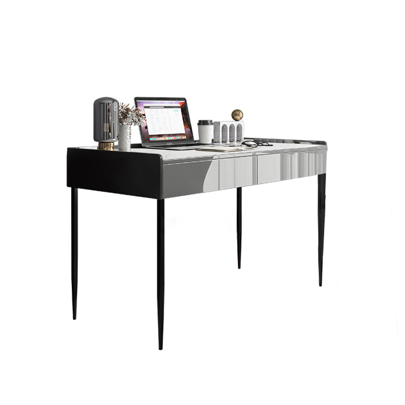 2 Drawers Writing Desk Rectangular Shaped Office Desk in Grey