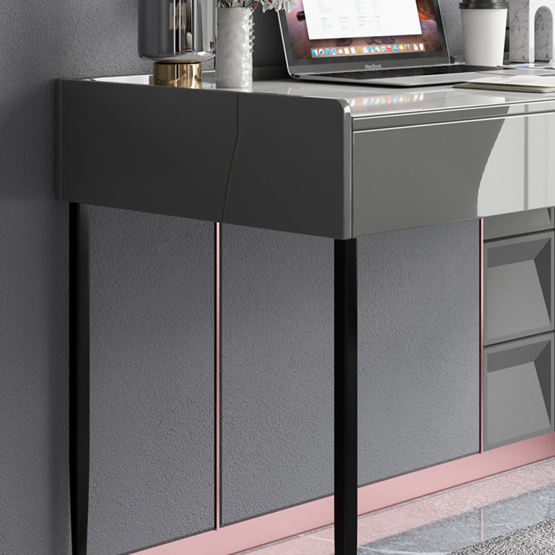 2 Drawers Writing Desk Rectangular Shaped Office Desk in Grey