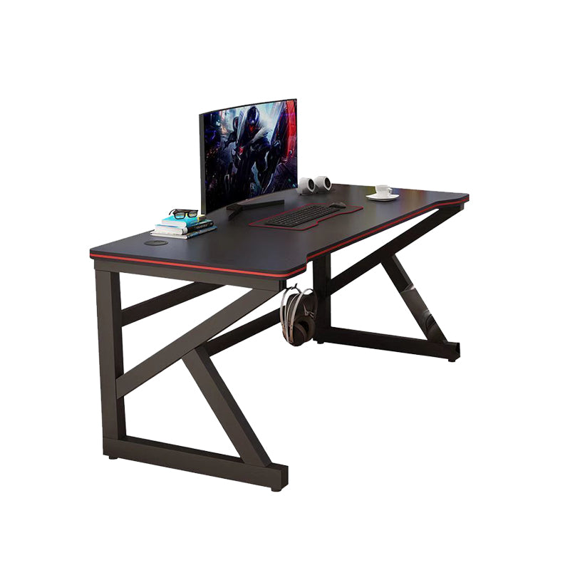 Irregular Shaped Computer Desk Wood Writing Desk in White/Black