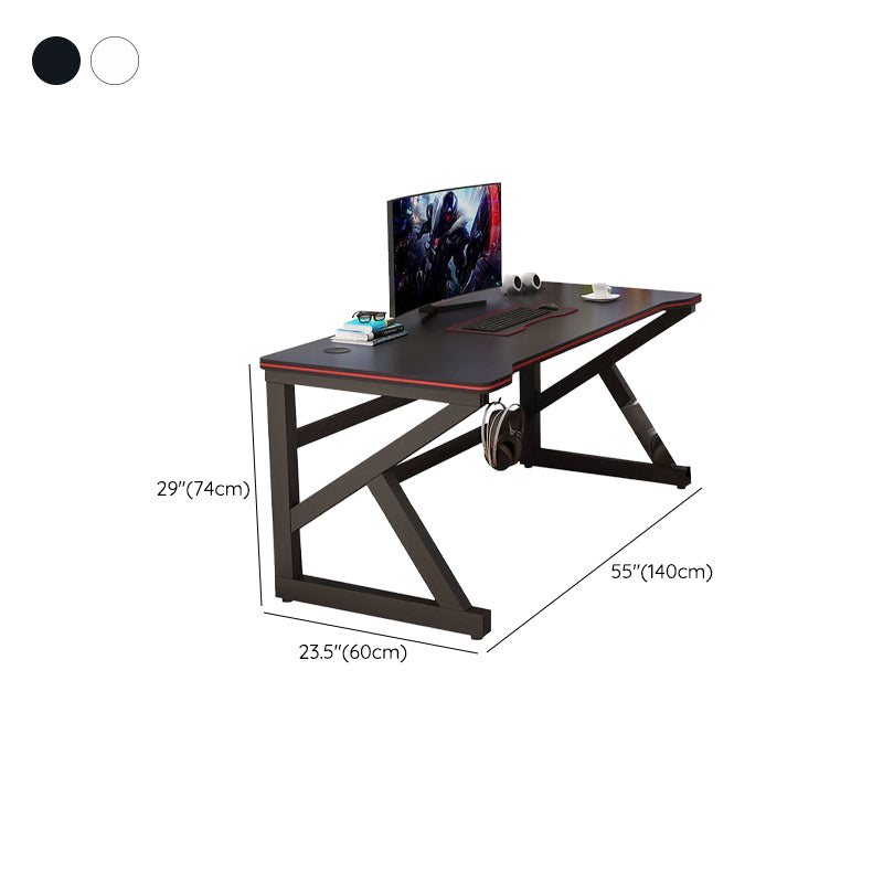 Irregular Shaped Computer Desk Wood Writing Desk in White/Black