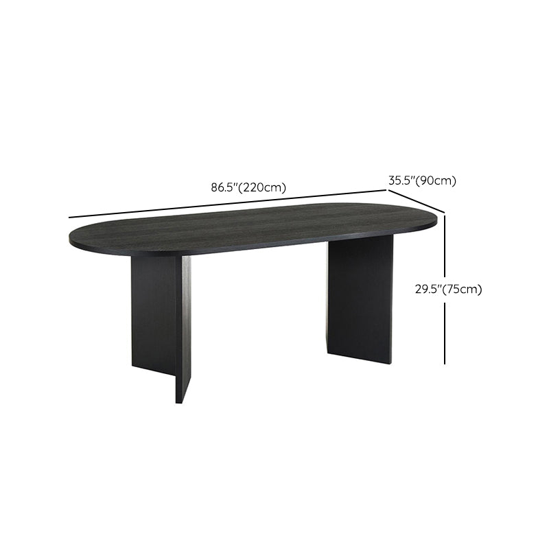 Oval Shaped Office Conference Table Wood Writing Desks in Black