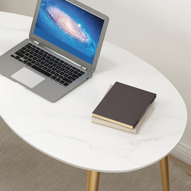 Irregular Shaped Office Conference Table Stone Writing Desk in White