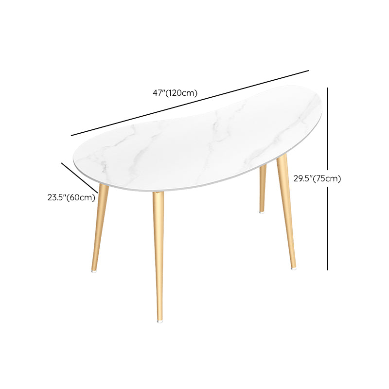 Irregular Shaped Office Conference Table Stone Writing Desk in White