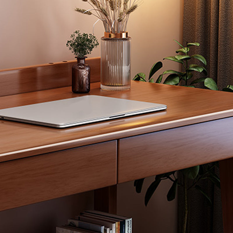 2 Drawers Writing Desk Rectangular Shaped Office Desk in White/Natural/Brown