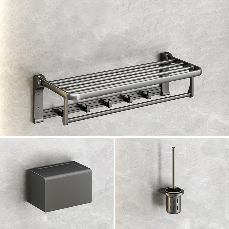 Modernism Aluminum Bathroom Hardware Set Gray Metal Bathroom Set with Towel Bar/Bath Shelf