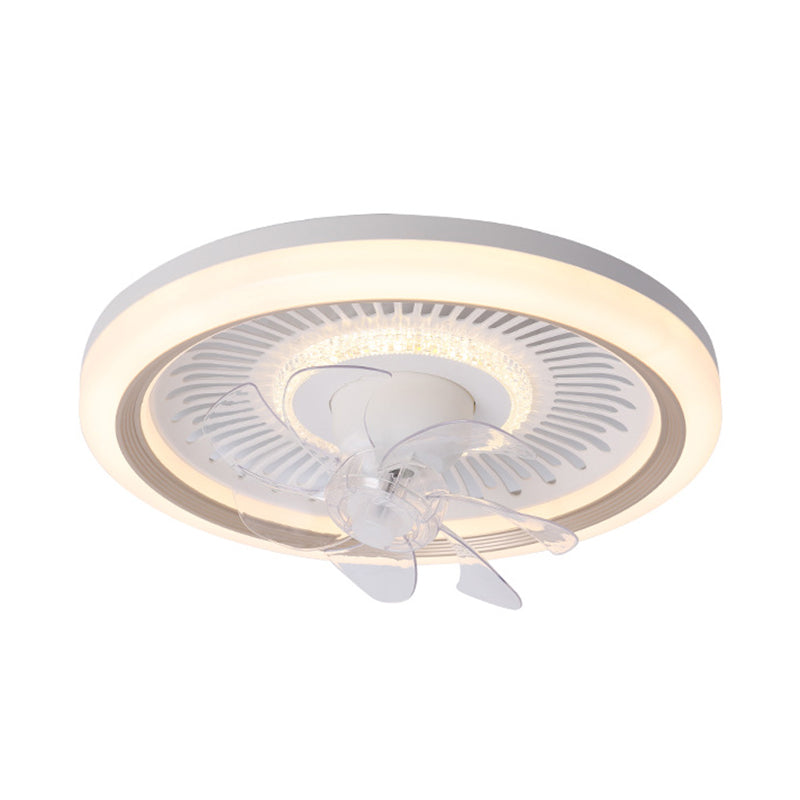 7-Blade Contemporary Ceiling Fan LED Polish Finish Fan with Light for Foyer