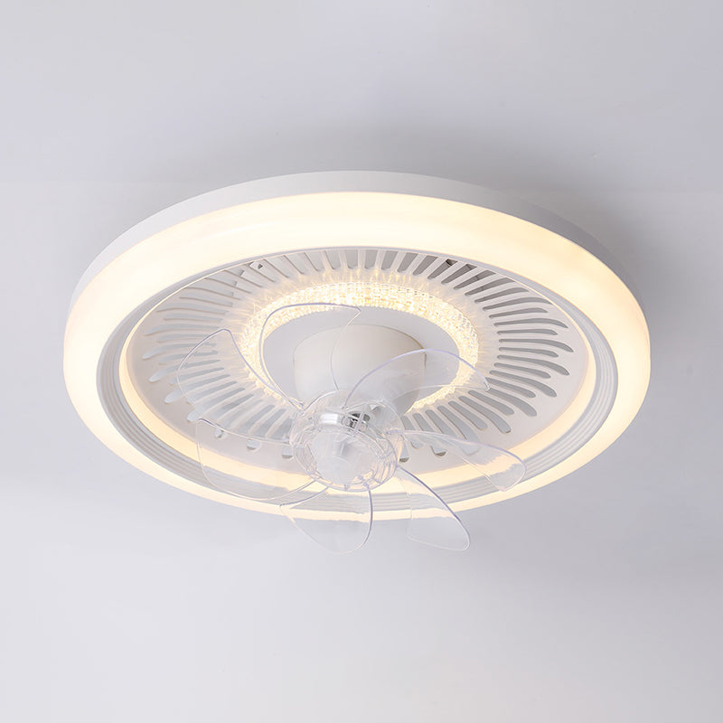 7-Blade Contemporary Ceiling Fan LED Polish Finish Fan with Light for Foyer