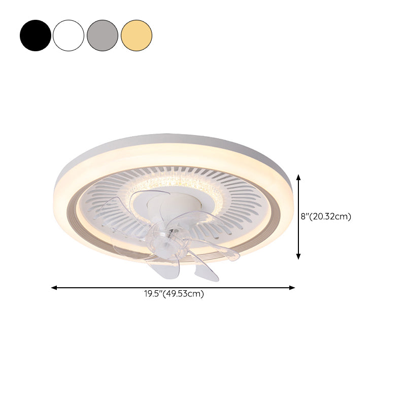 7-Blade Contemporary Ceiling Fan LED Polish Finish Fan with Light for Foyer