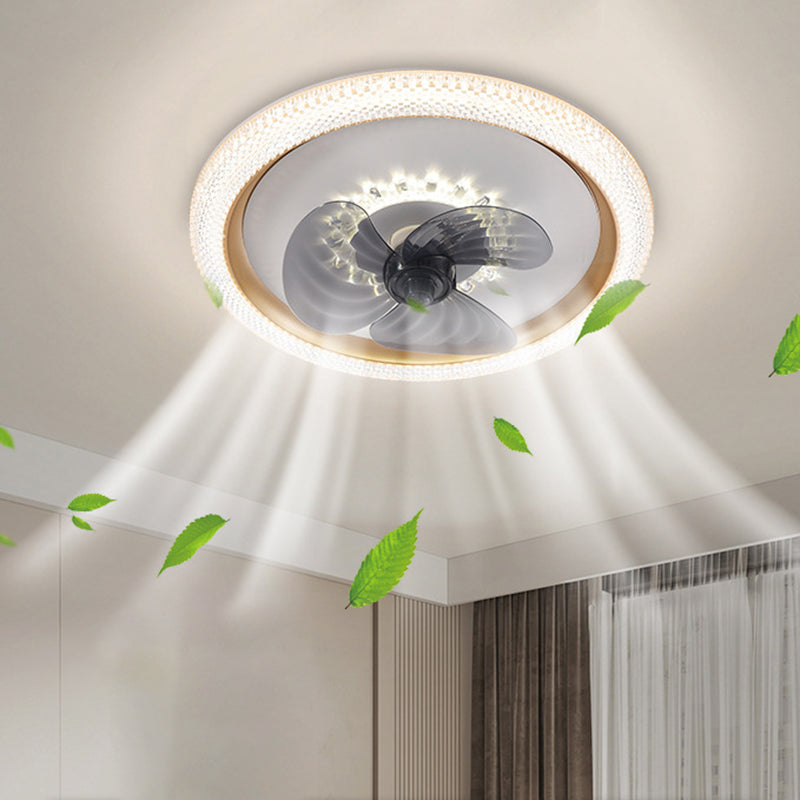 3-Blade Ceiling Fan Children Polish Finish LED Fan with Light for Foyer