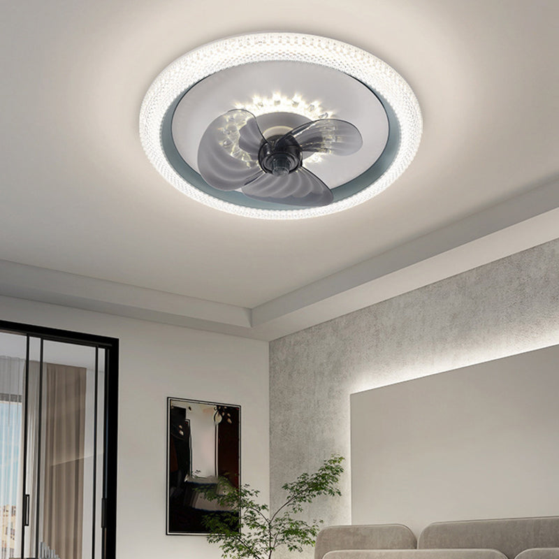 3-Blade Ceiling Fan Children Polish Finish LED Fan with Light for Foyer