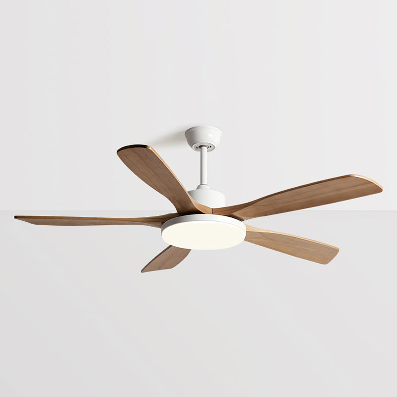 Contemporary Ceiling Fan 5 - Blades Metal and Wood LED Fan Lighting