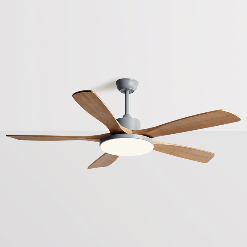 Contemporary Ceiling Fan 5 - Blades Metal and Wood LED Fan Lighting