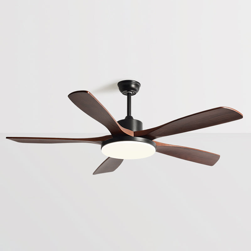 Contemporary Ceiling Fan 5 - Blades Metal and Wood LED Fan Lighting