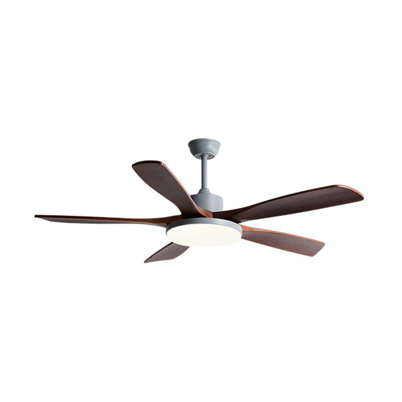 Contemporary Ceiling Fan 5 - Blades Metal and Wood LED Fan Lighting