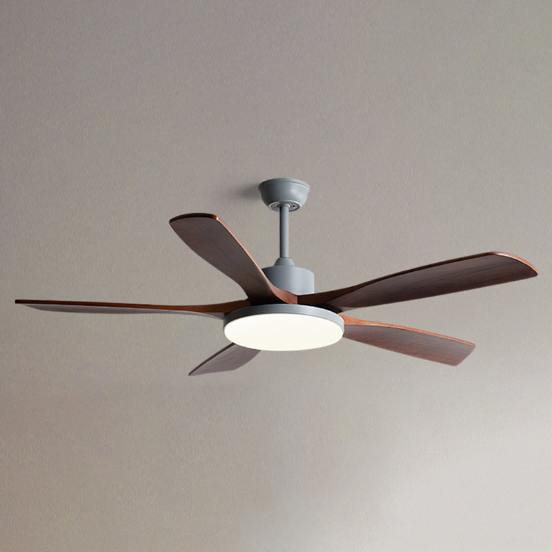 Contemporary Ceiling Fan 5 - Blades Metal and Wood LED Fan Lighting