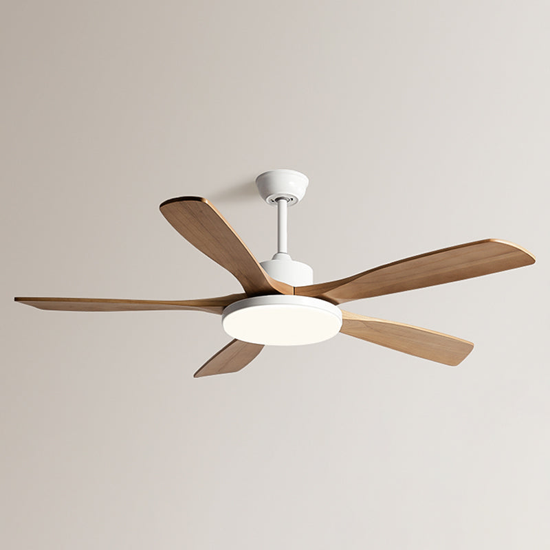 Contemporary Ceiling Fan 5 - Blades Metal and Wood LED Fan Lighting