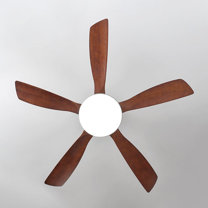 Contemporary Ceiling Fan 5 - Blades Metal and Wood LED Fan Lighting