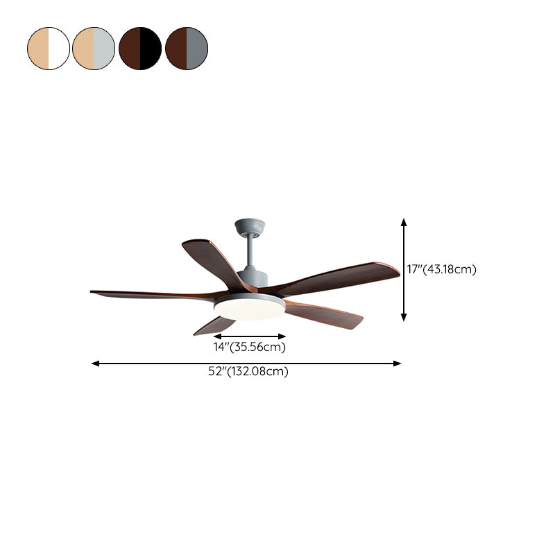 Contemporary Ceiling Fan 5 - Blades Metal and Wood LED Fan Lighting