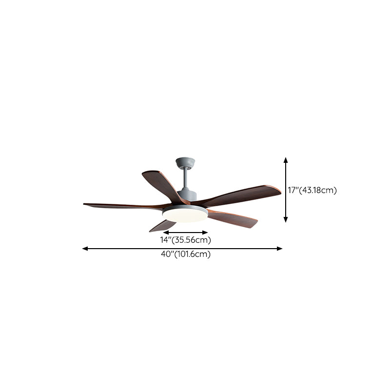 Contemporary Ceiling Fan 5 - Blades Metal and Wood LED Fan Lighting