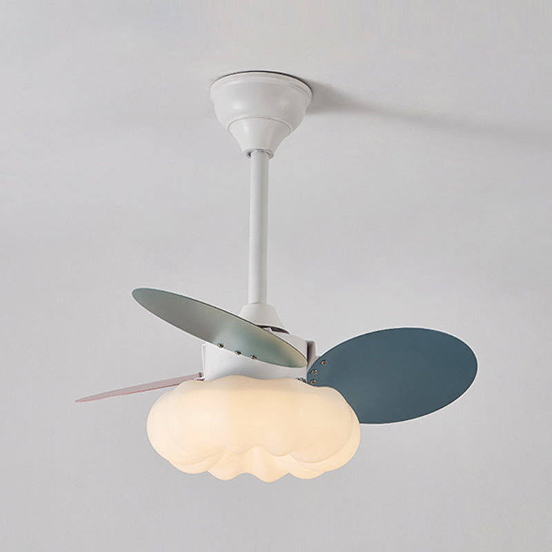 Kids Style LED Ceiling Fan in White Metal and Acrylic Ceiling Fan Fixture