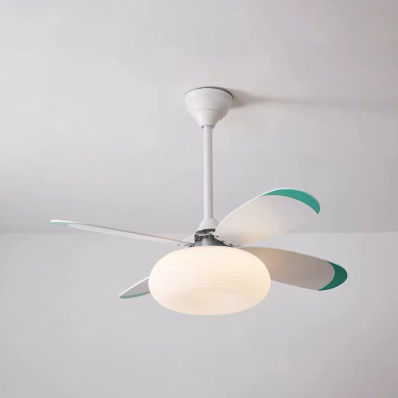 Kids Style LED Ceiling Fan in White Metal and Acrylic Ceiling Fan Fixture