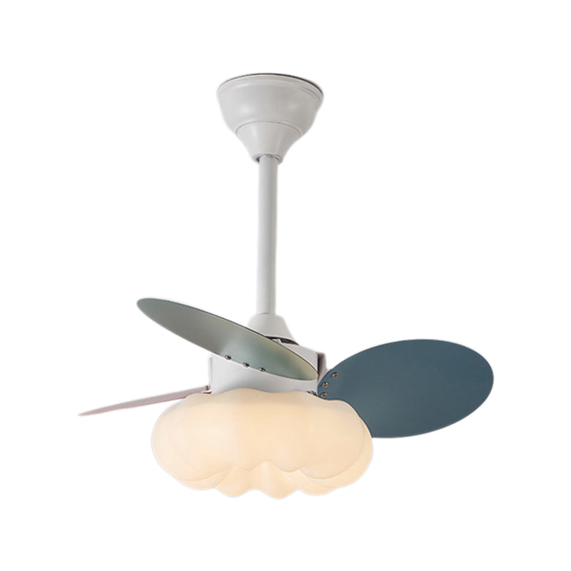 Kids Style LED Ceiling Fan in White Metal and Acrylic Ceiling Fan Fixture