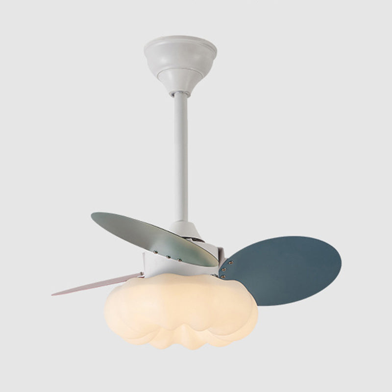 Kids Style LED Ceiling Fan in White Metal and Acrylic Ceiling Fan Fixture