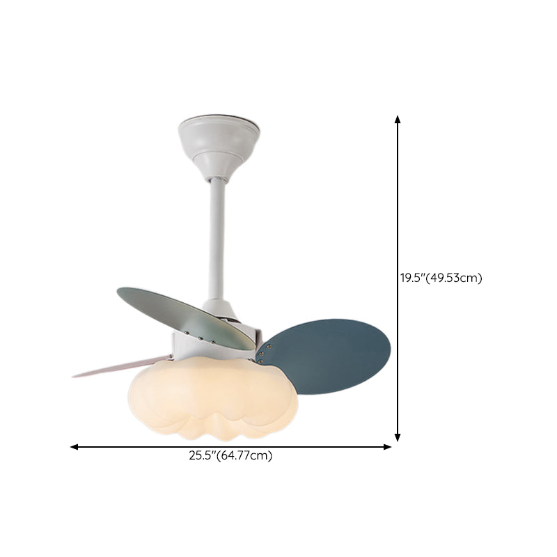 Kids Style LED Ceiling Fan in White Metal and Acrylic Ceiling Fan Fixture