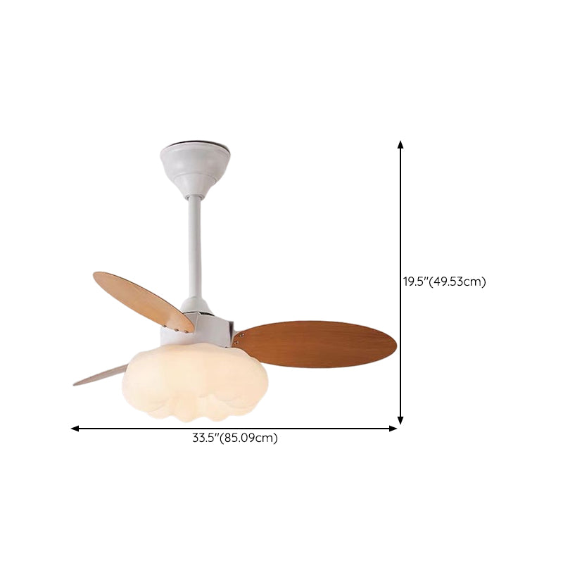 Kids Style LED Ceiling Fan in White Metal and Acrylic Ceiling Fan Fixture