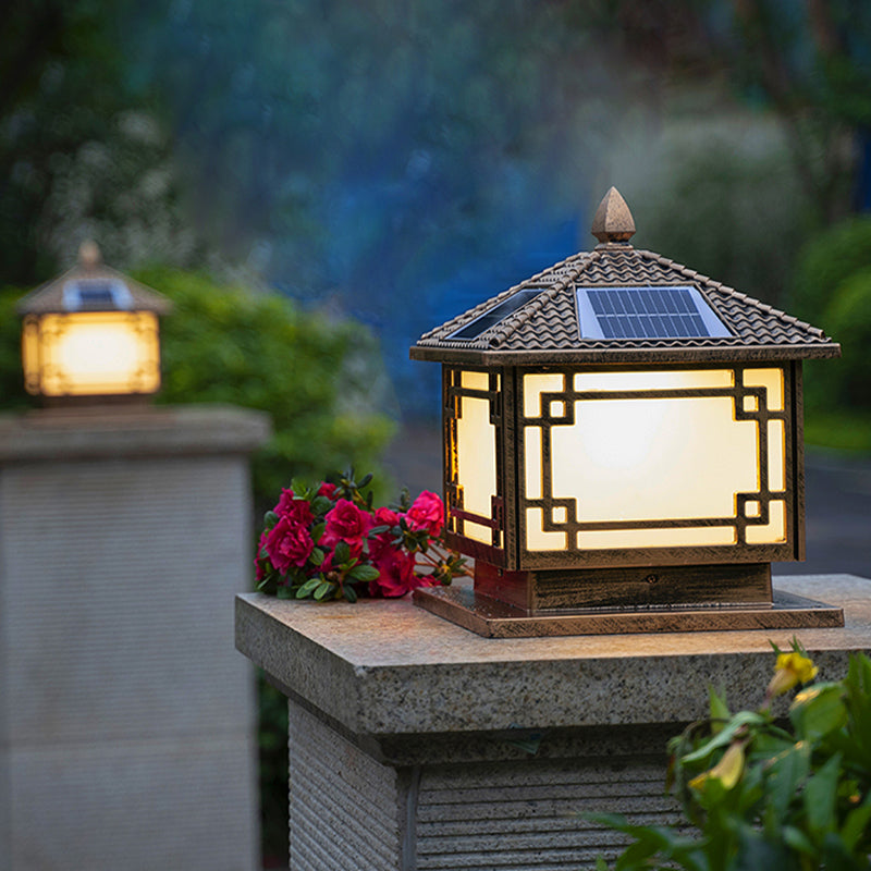 Modern LED Pillar Lighting Fixture Minimalist Solar Light for Garden