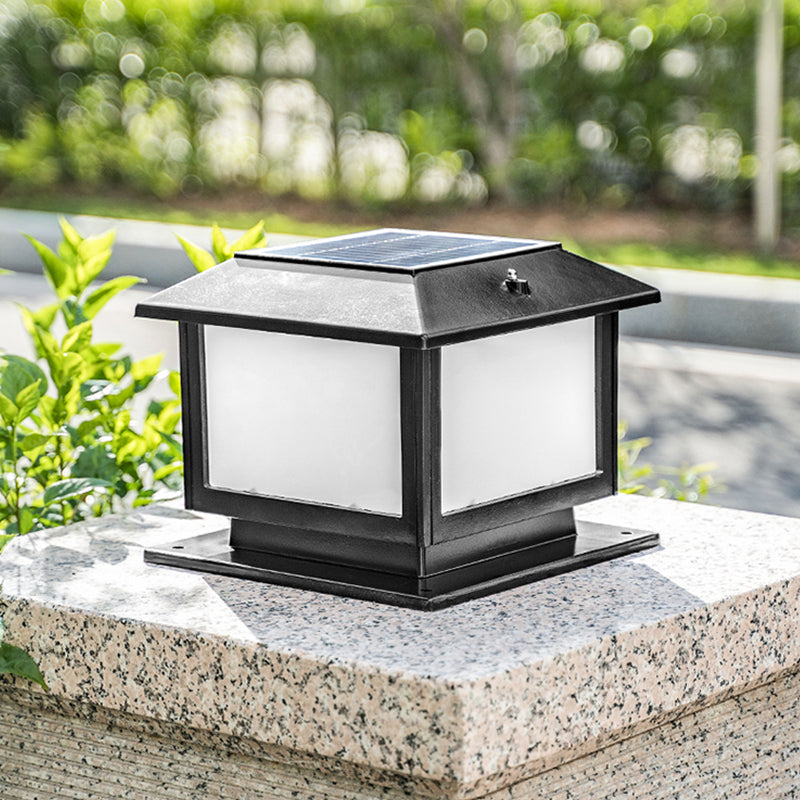 Contemporary LED Pillar Lighting Fixture Minimalist Solar Light for Garden