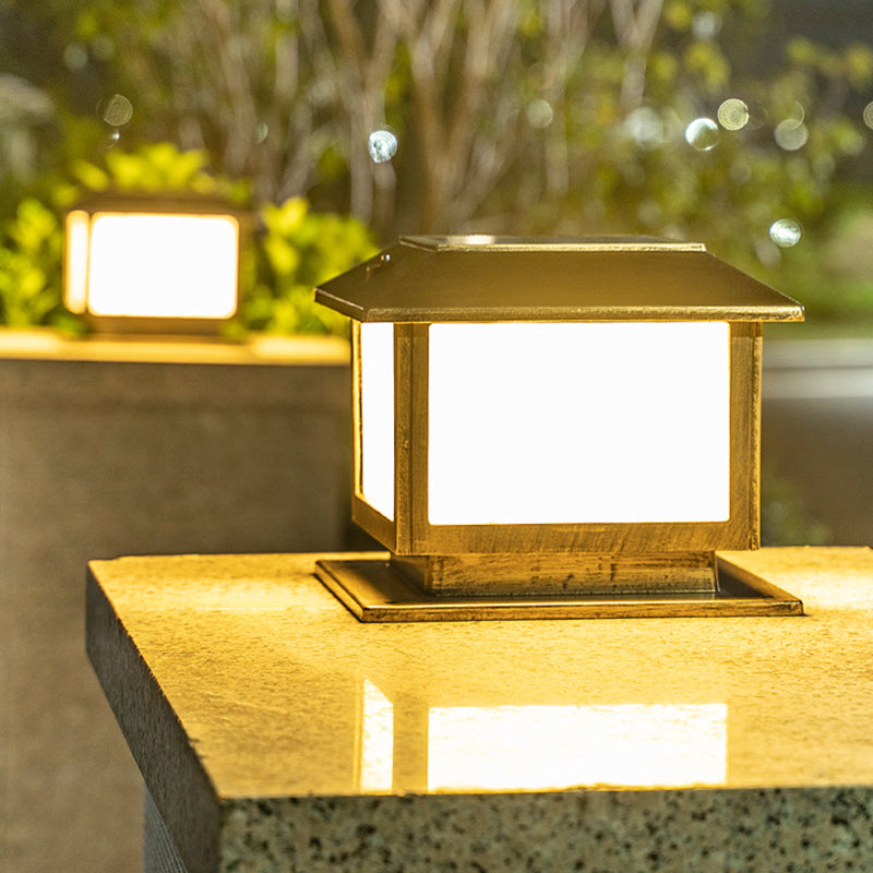 Contemporary LED Pillar Lighting Fixture Minimalist Solar Light for Garden