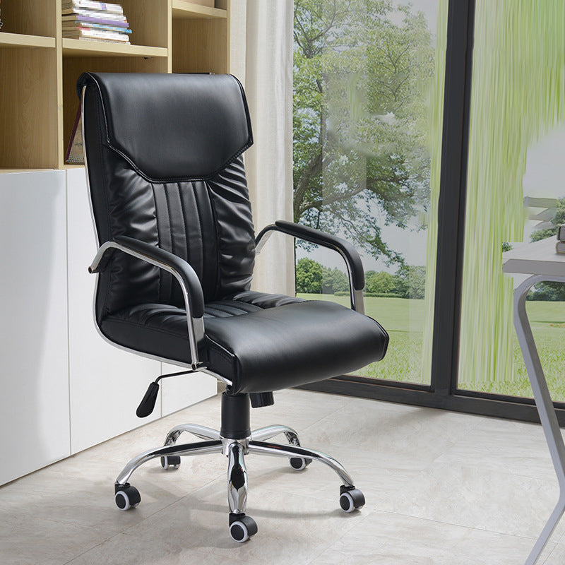 Adjustable Seat Height Office Chair Modern High Back Fixed Arm Chair with Wheels