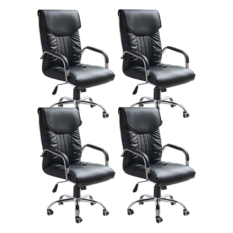 Adjustable Seat Height Office Chair Modern High Back Fixed Arm Chair with Wheels