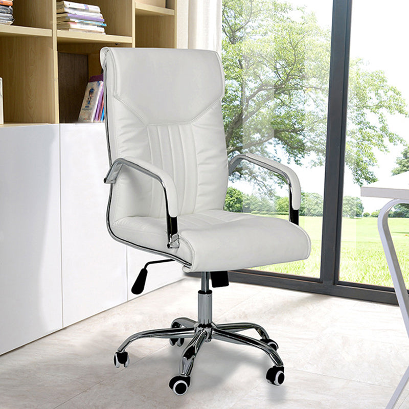 Adjustable Seat Height Office Chair Modern High Back Fixed Arm Chair with Wheels