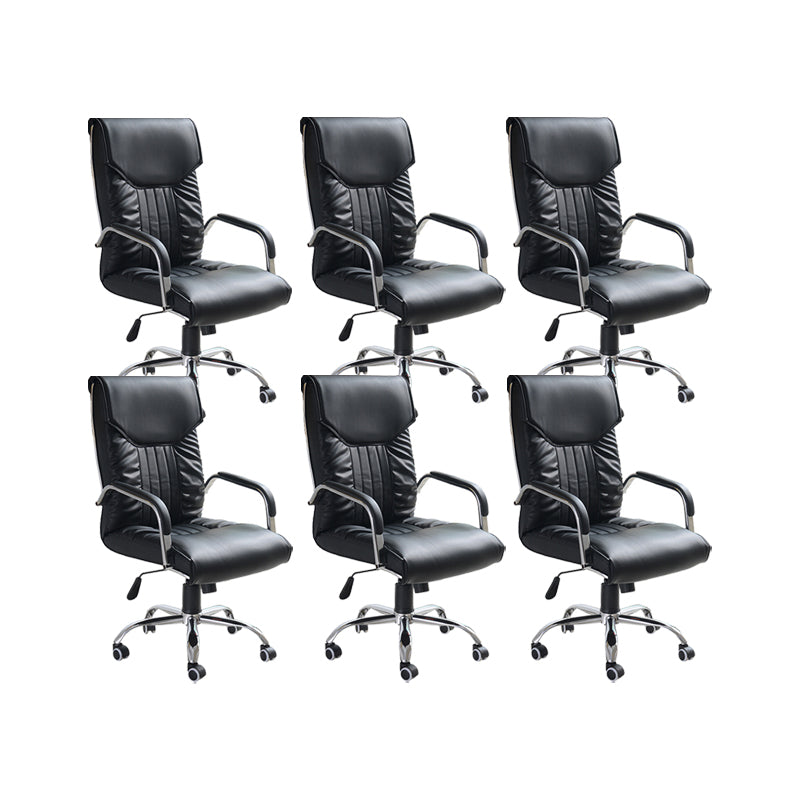 Adjustable Seat Height Office Chair Modern High Back Fixed Arm Chair with Wheels