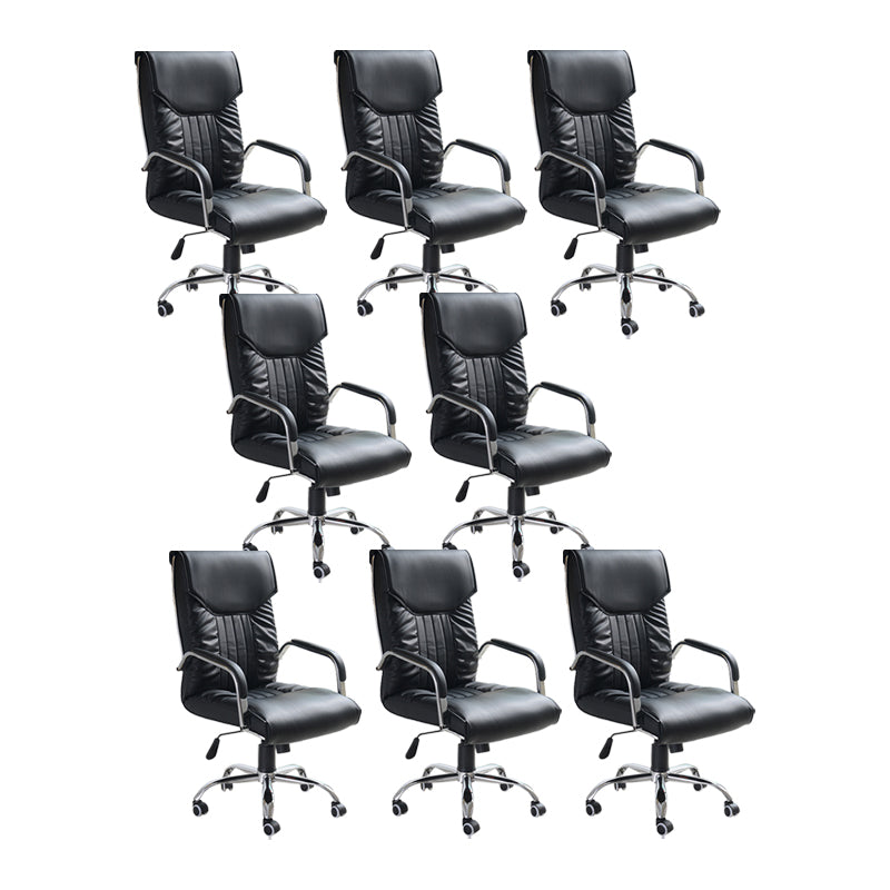 Adjustable Seat Height Office Chair Modern High Back Fixed Arm Chair with Wheels