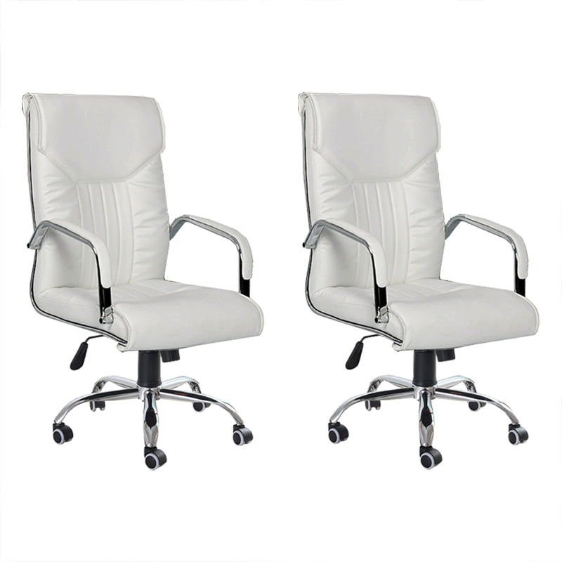 Adjustable Seat Height Office Chair Modern High Back Fixed Arm Chair with Wheels