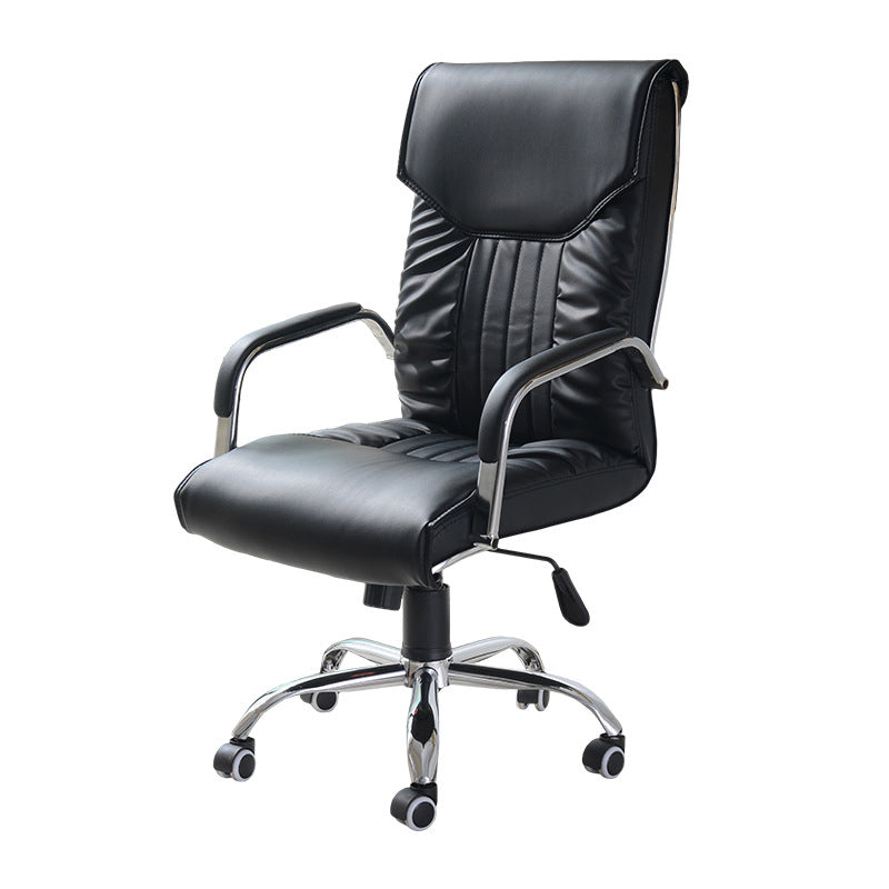 Adjustable Seat Height Office Chair Modern High Back Fixed Arm Chair with Wheels