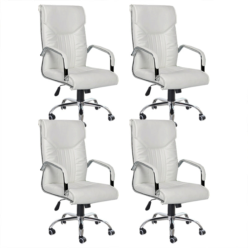 Adjustable Seat Height Office Chair Modern High Back Fixed Arm Chair with Wheels