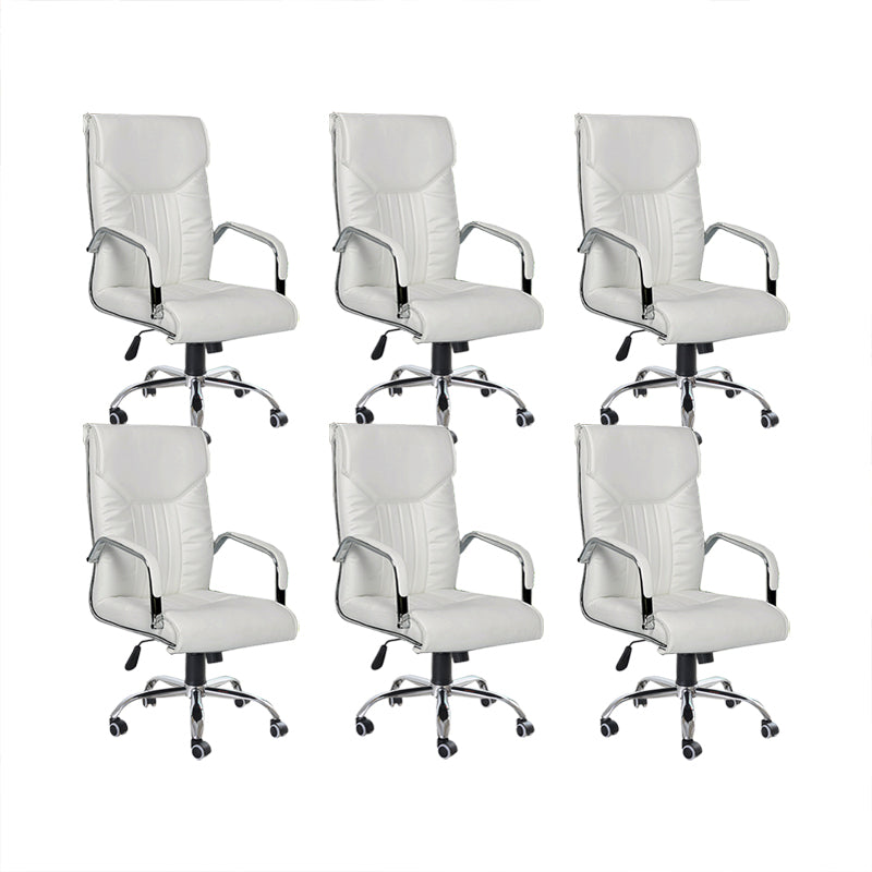 Adjustable Seat Height Office Chair Modern High Back Fixed Arm Chair with Wheels