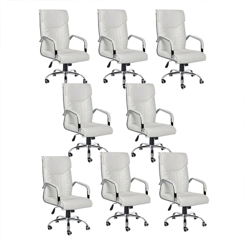 Adjustable Seat Height Office Chair Modern High Back Fixed Arm Chair with Wheels